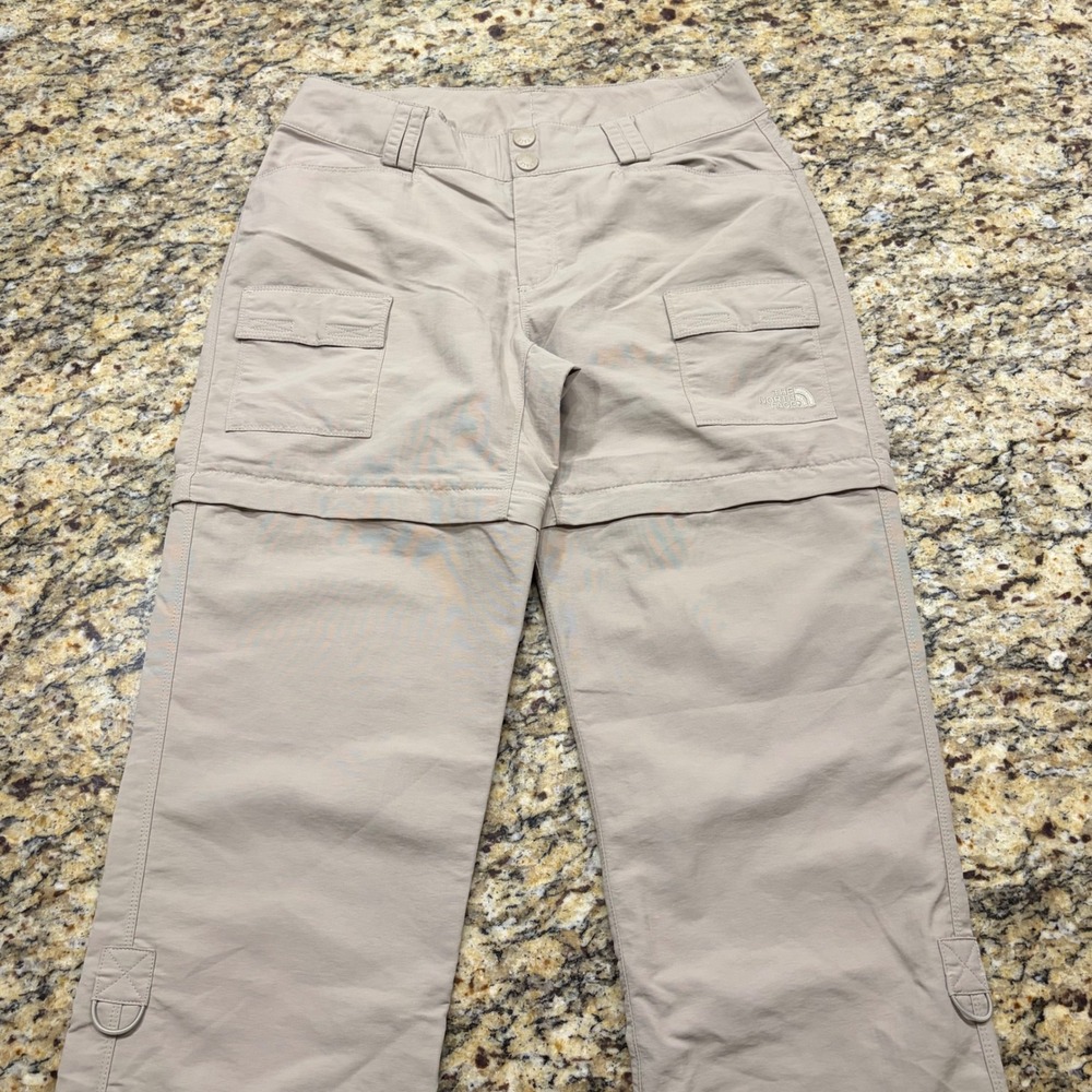 The North Face Womens 6 Tan Convertible Hiking Cargo Pants Zip Off Shorts ws
